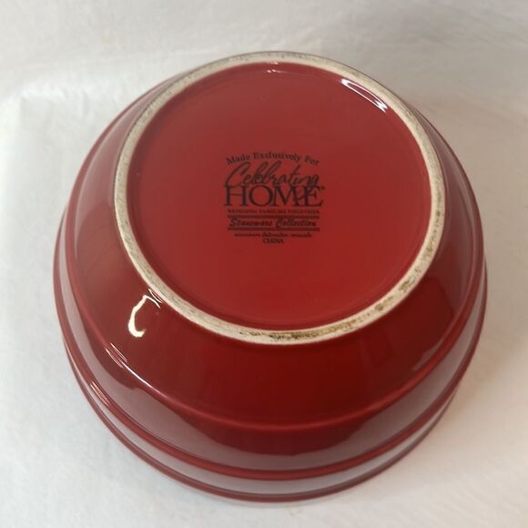 Celebrating Home Mixing Bowl 8 Cups 7 3/4 In Round 5 1/4 Tall Burgundy Red Serve - Picture 4 of 6